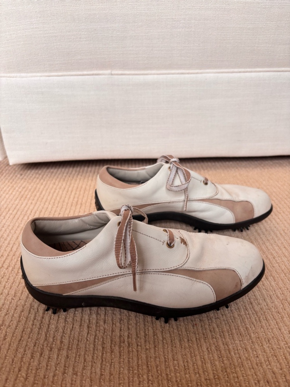 Women’s Footjoy LoPro Coll Neutral Two-Tone Leather Golf Shoes - Beige/White
